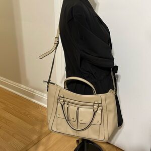 Large tan coloured vegan shoulder bag